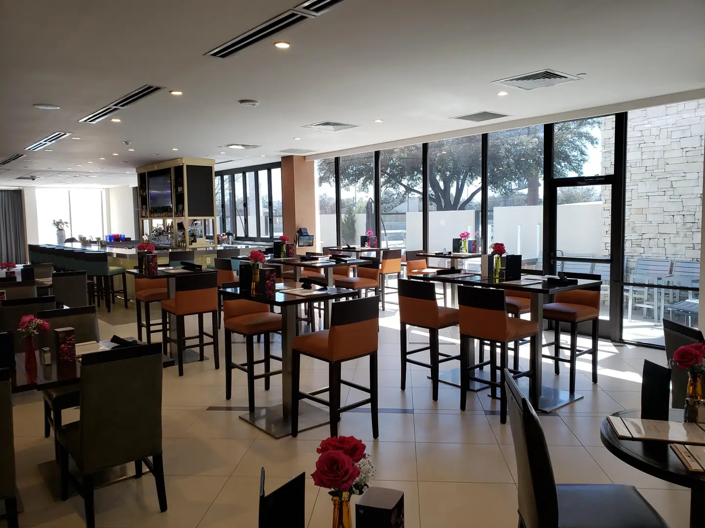 Sheraton hotel restaurant dining room large windows solar film DFW