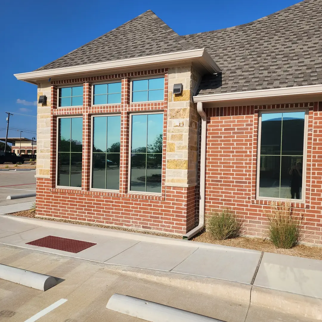 Commercial office corner building reflective film DFW