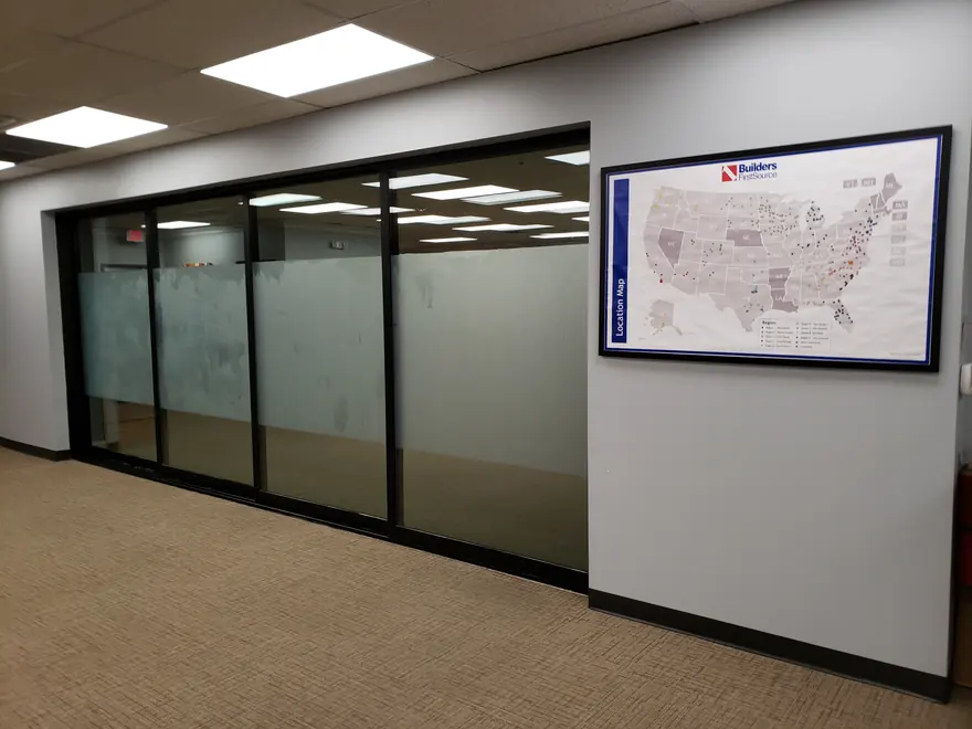 Window film in a Builders FirstSource conference room